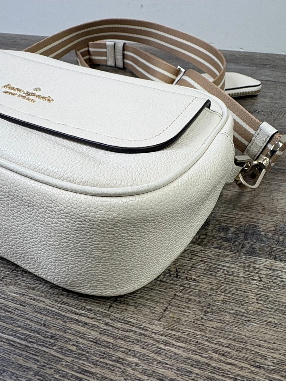 Kate Spade New York Rosie Pebbled Leather Flap Camera Bag Cream